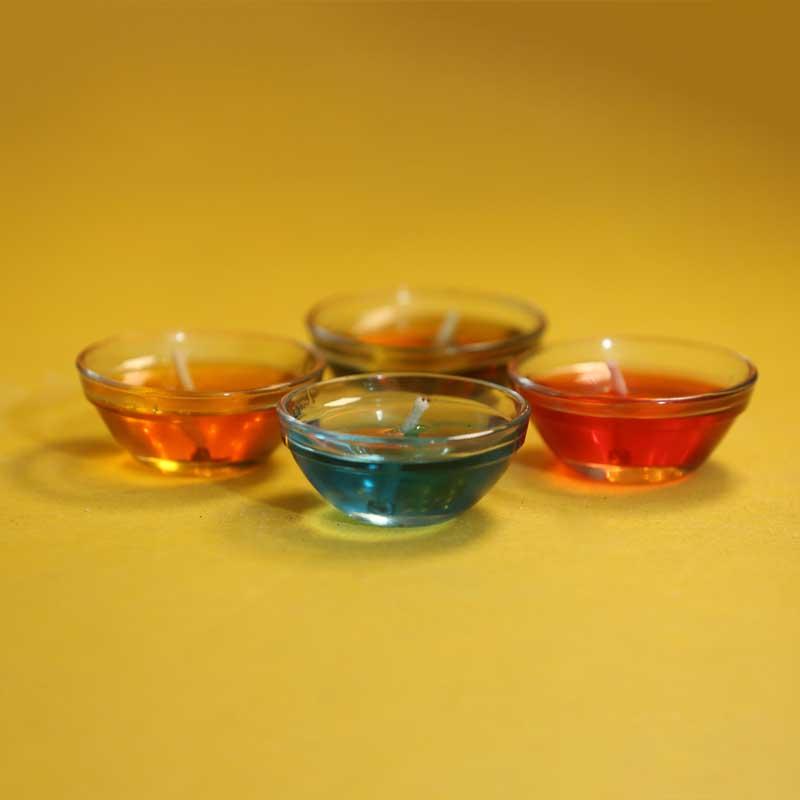 Glass Decorative Gel Diya (Set of 4)