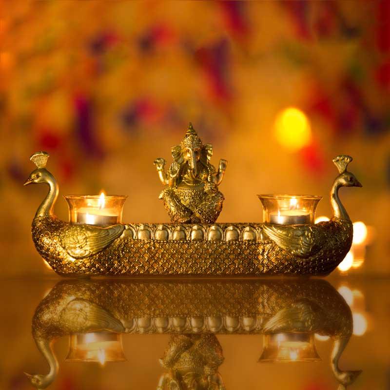 Golden Ganesha Statue on Golden Swan Boat
