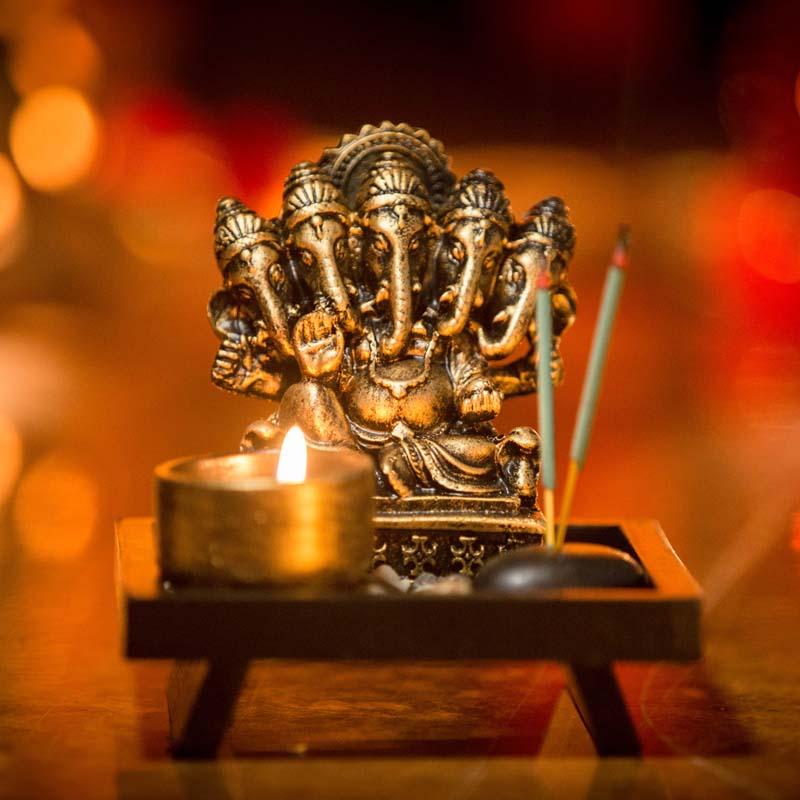 Antique Panchmukhi Ganesha T-Light Holder Showpiece