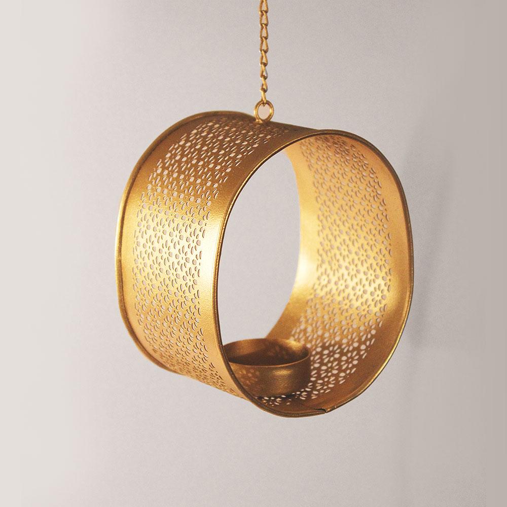 Beautiful Circular Gold T-Light Holder Hanging