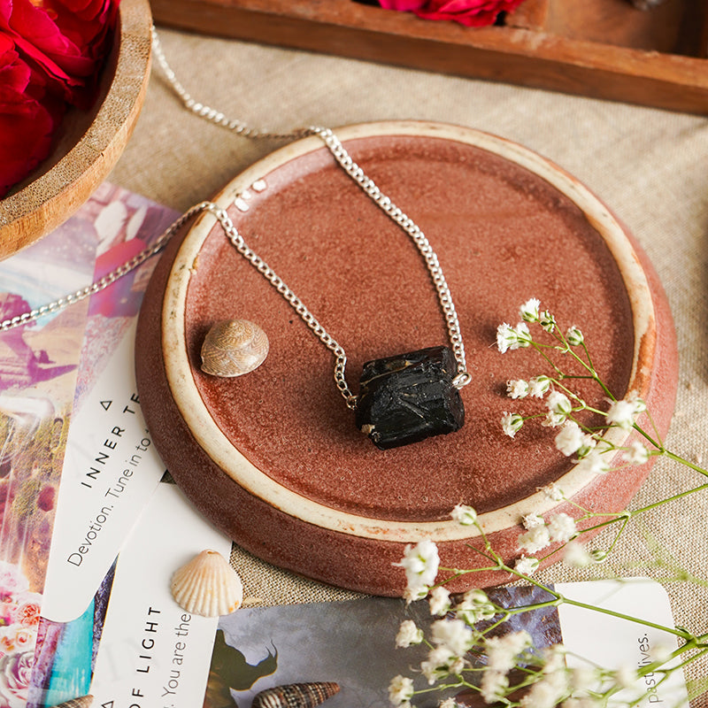 Large Black Tourmaline Crystal necklace / Protection gift