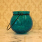 Stunning Blue Crackled Glass Lantern Tealight Holder