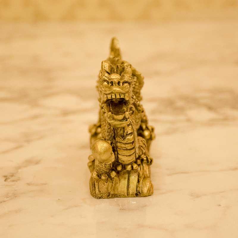Feng Shui Golden Dragon Grasping Ball for Power and Success