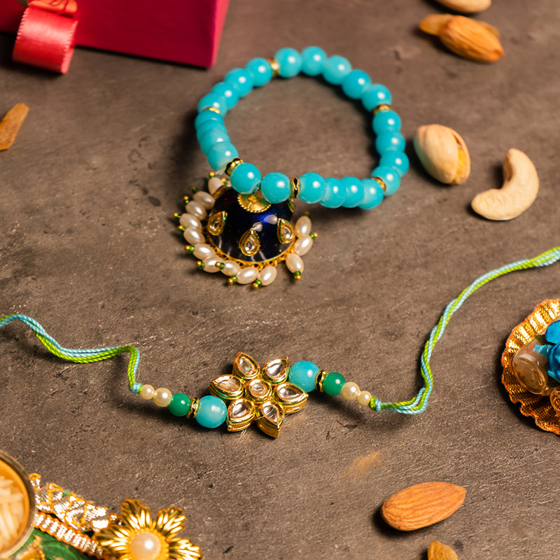 Glorious Meenakari Bracelet Rakhi for Bhaiya Bhabhi