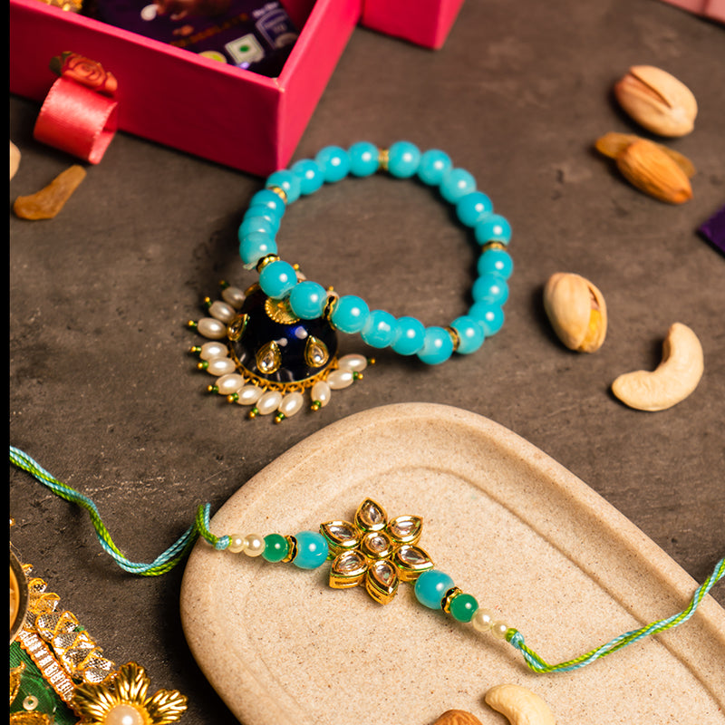 Glorious Meenakari Bracelet Rakhi for Bhaiya Bhabhi