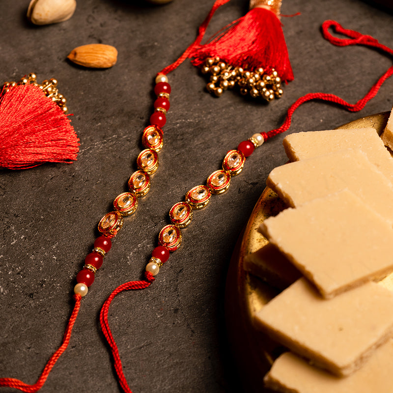 Traditional Red Bhaiya Bhabhi Rakhi