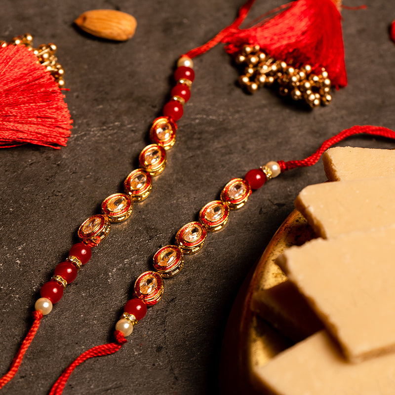 Traditional Red Bhaiya Bhabhi Rakhi