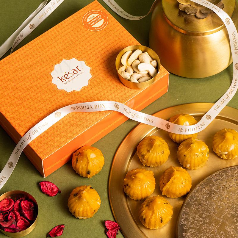 Modak Sweet Box Buy Kaju-Mango Modak 12PC Sweet Box for Ganesh Chaturthi Online in ...