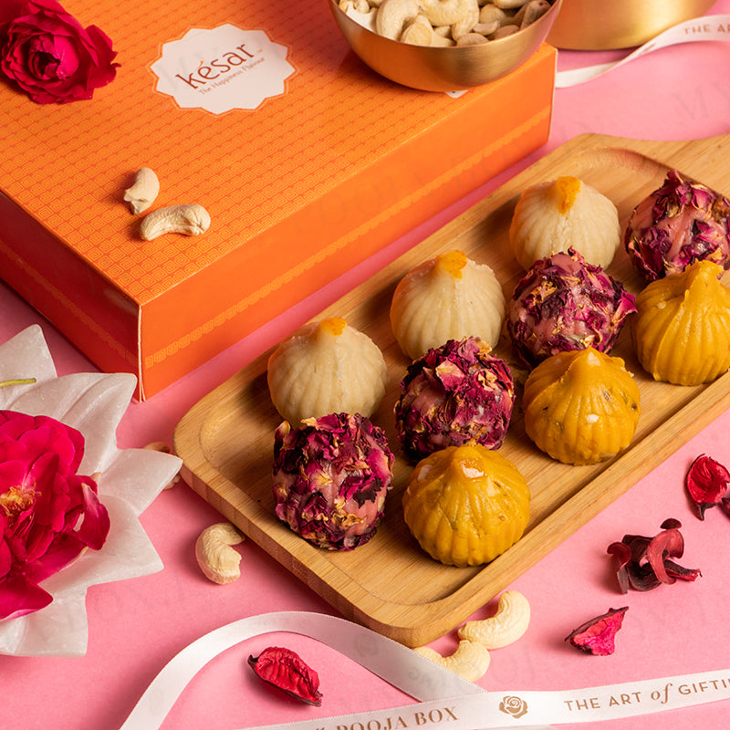 Modak Sweet Box Buy Assorted Modak 12PC Sweet Box for Ganesh Chaturthi - Rose Petal ...