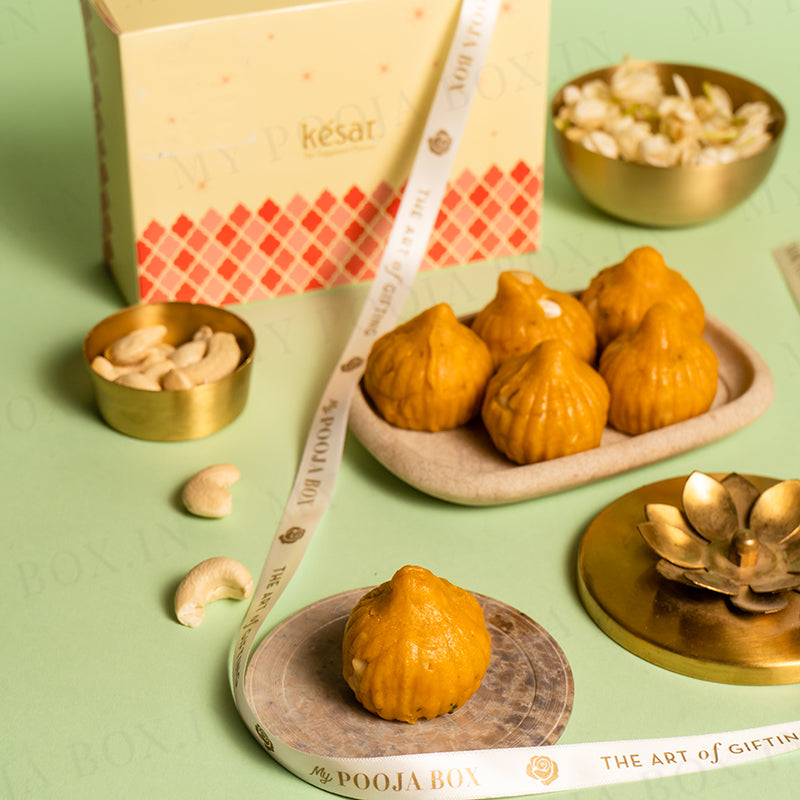Modak Sweet Box Buy Kaju-Mango Modak 6PC Sweet Box for Ganesh Chaturthi Online in India ...