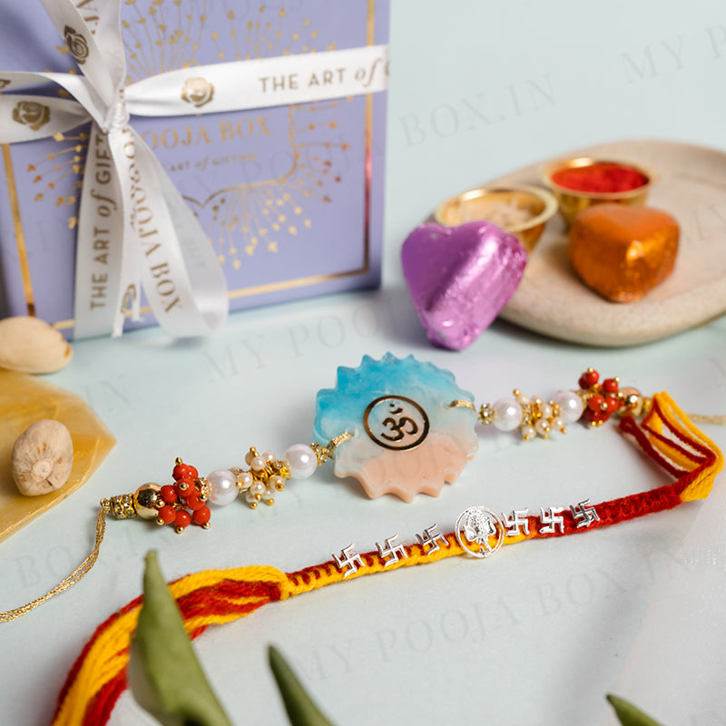 Resn Rakhi Buy Om Ganesha Swastik Resin Rakhi Online in India - Mypoojabox.in