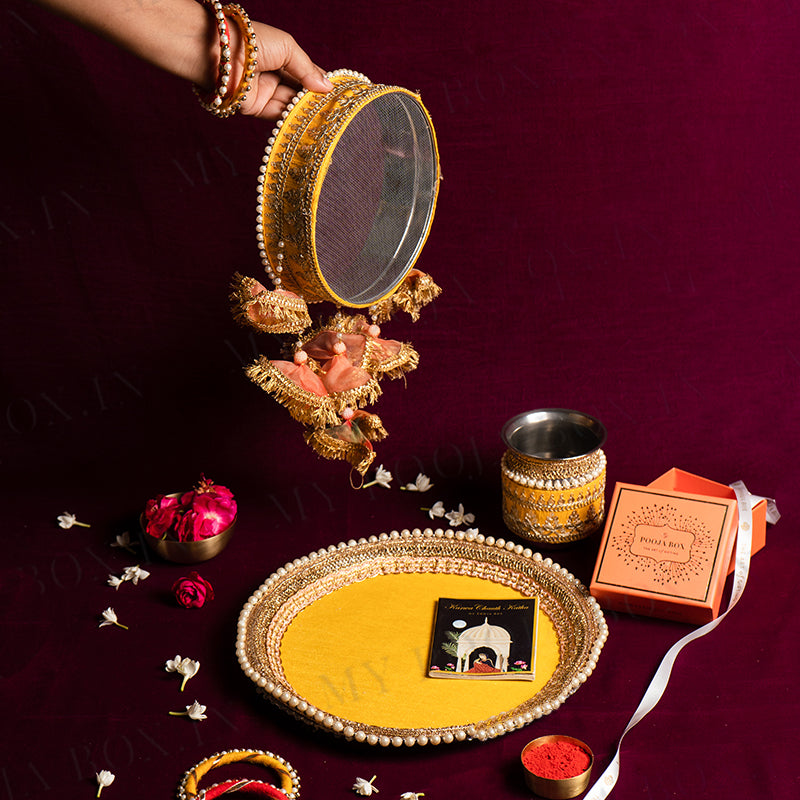 Yellow Daisies Karwa Chauth Thali Set