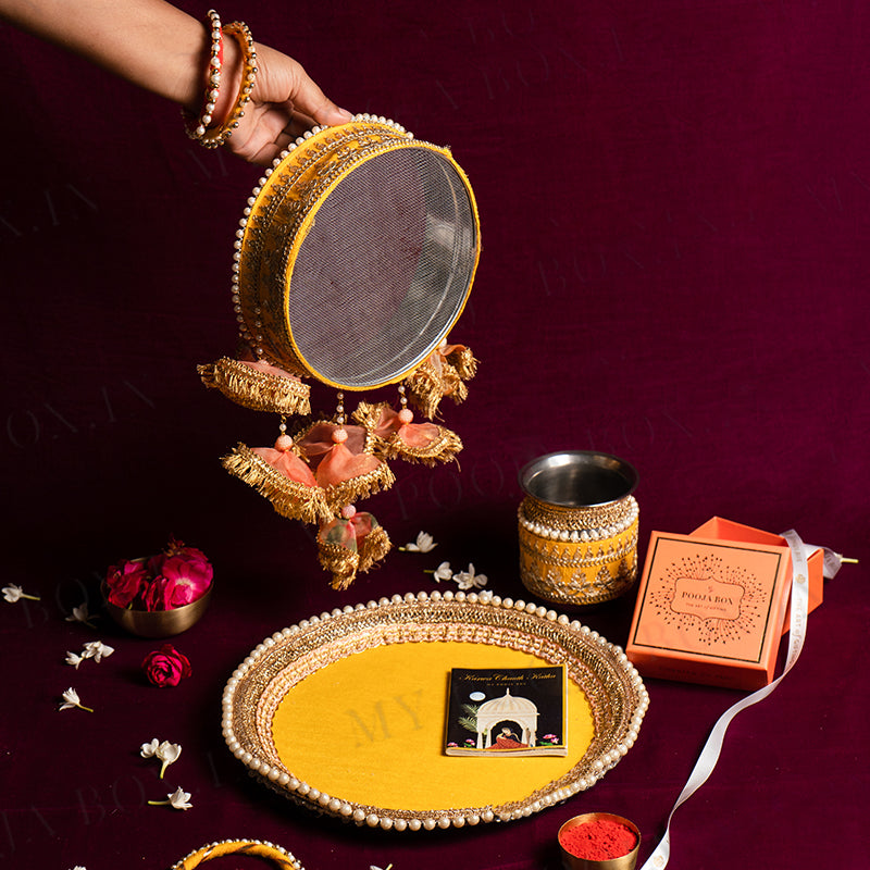 Yellow Daisies Karwa Chauth Thali Set