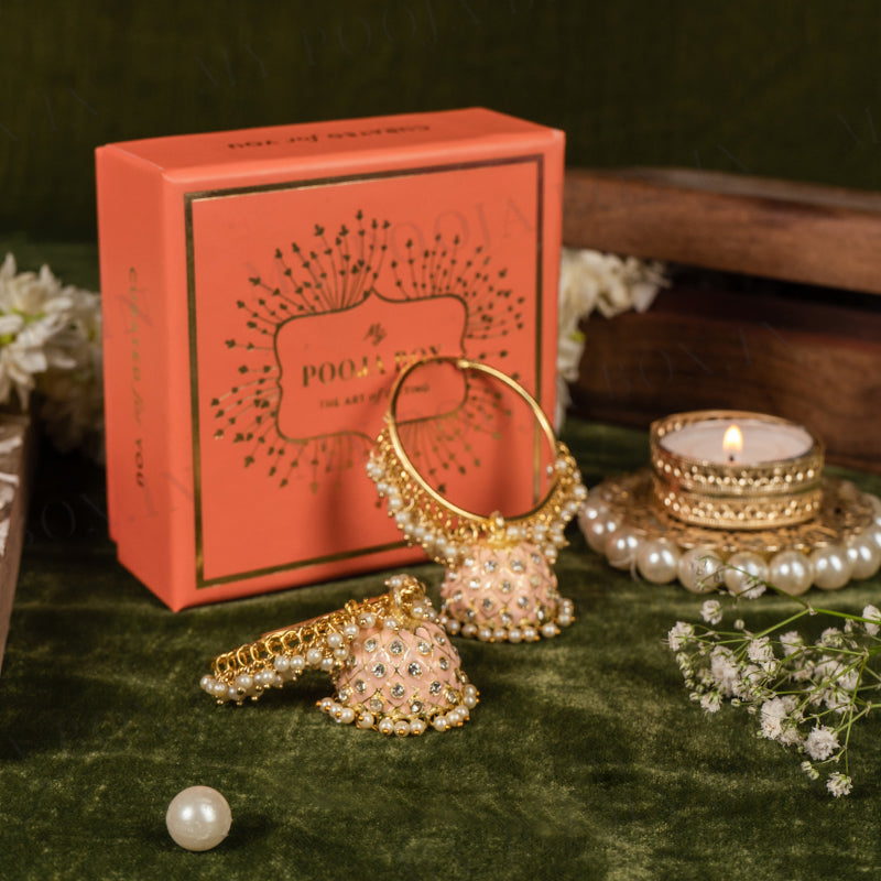 Meenakari Pretty Peach Jhumka