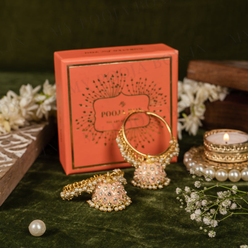 Meenakari Pretty Peach Jhumka