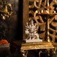 Mystical Sherawali Mata Gold Plated Marble Idol