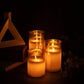 LED Flickering Golden Glass Jar Pillar Candles With Remote (Set of 3)