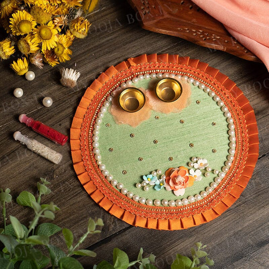 Orange & Green Pooja Thali 8''