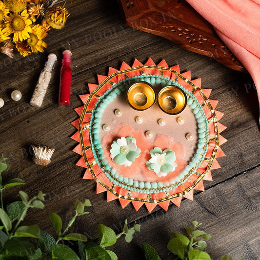 Peach & Green Pooja Thali 6''