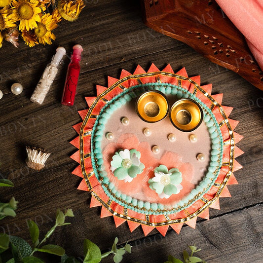 Peach & Green Pooja Thali 6''