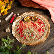 Red & Gold Pooja Thali 6''