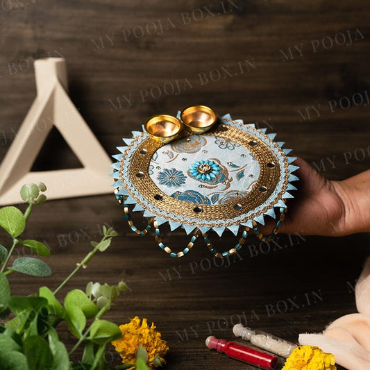 Blue Pooja Thali 5''