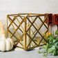 Square Gold Plated Metal With Clear Glass Candle Lantern