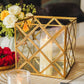 Square Gold Plated Metal With Clear Glass Candle Lantern