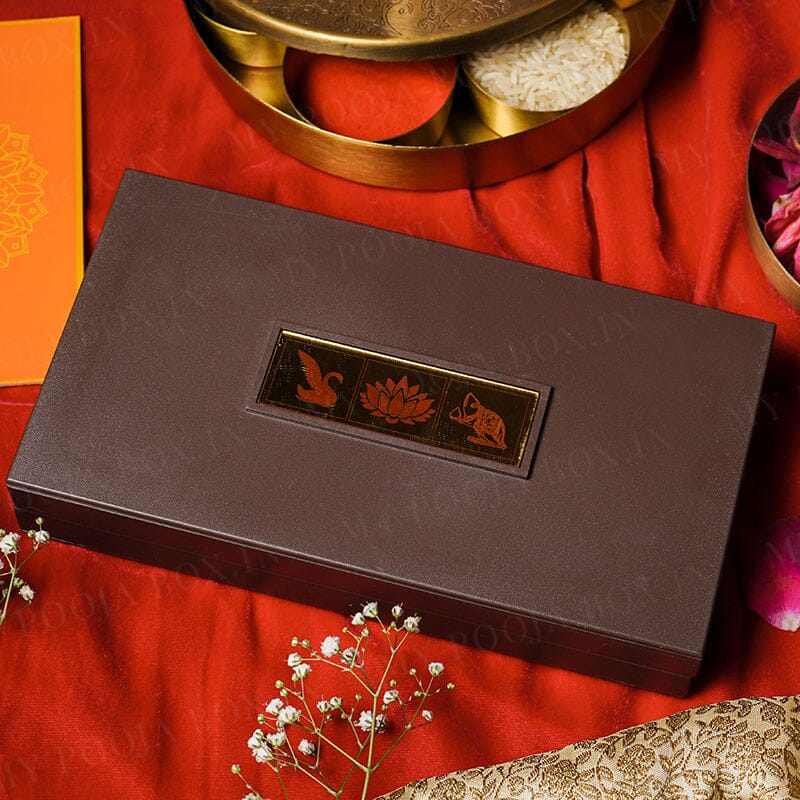 24K Gold Foil Laxmi Ganesh Saraswati Pooja Box