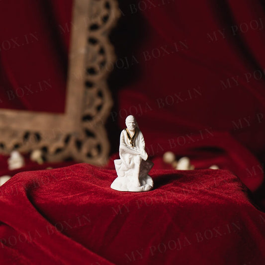 Small Sai Baba Gold Plated Marble Idol