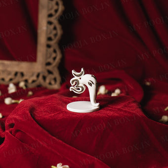 Om Ganesha Gold Plated Marble Car Idol (Small)