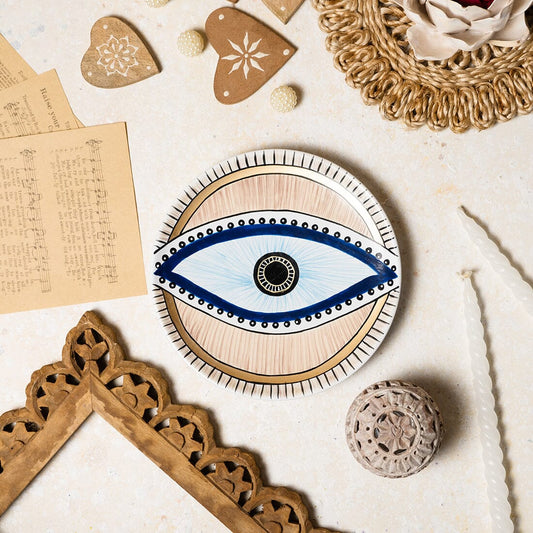 Hand-Painted Big Evil Eye Wall Decor Plate