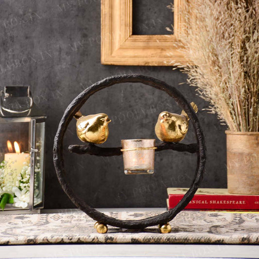 Decorative Bird Round T-light Holder