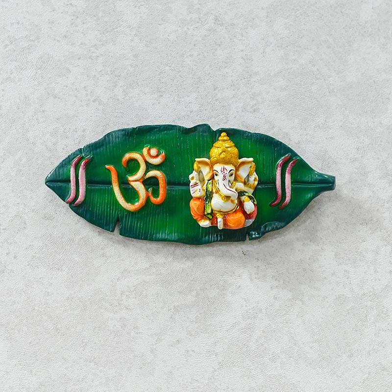 Banana Leaf Lord Ganesha Wooden Door Wall Hanging
