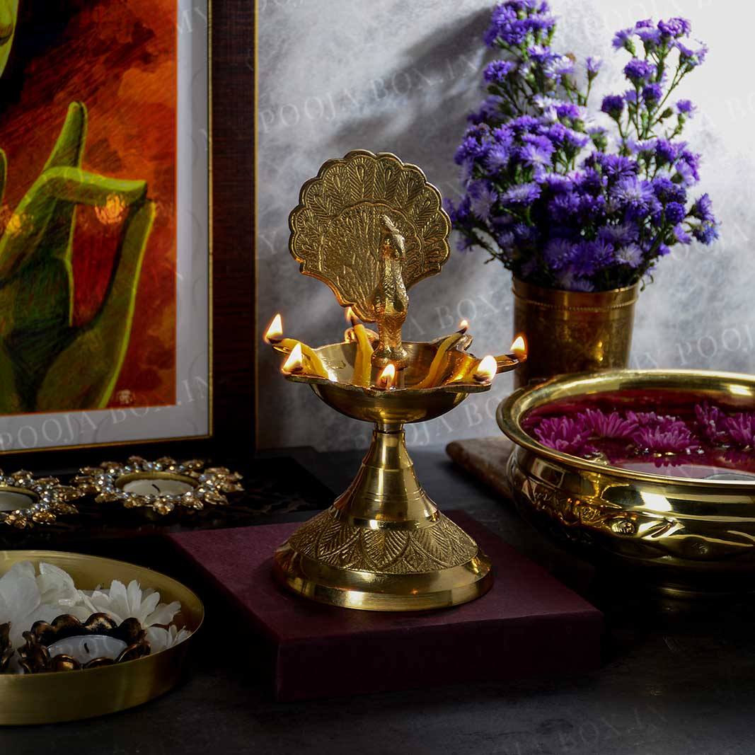 Traditional Brass Peacock Diya