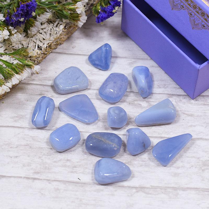 Blue Lace Agate Crystal Healing Tumble Stone Set