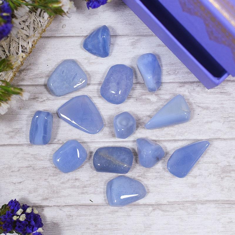 Blue Lace Agate Crystal Healing Tumble Stone Set
