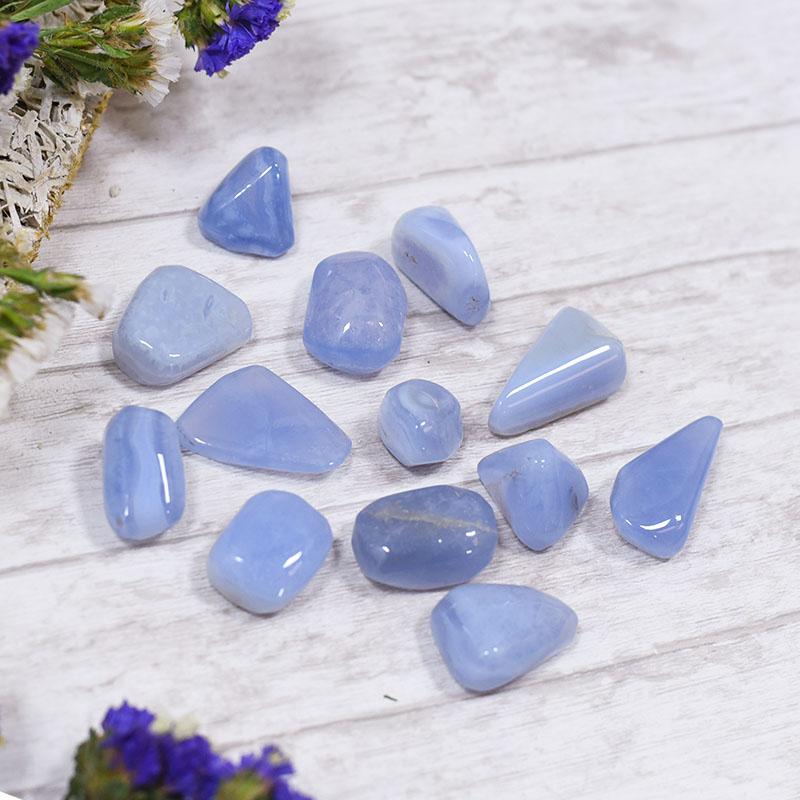 Blue Lace Agate Crystal Healing Tumble Stone Set