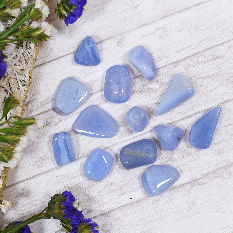 Blue Lace Agate Crystal Healing Tumble Stone Set
