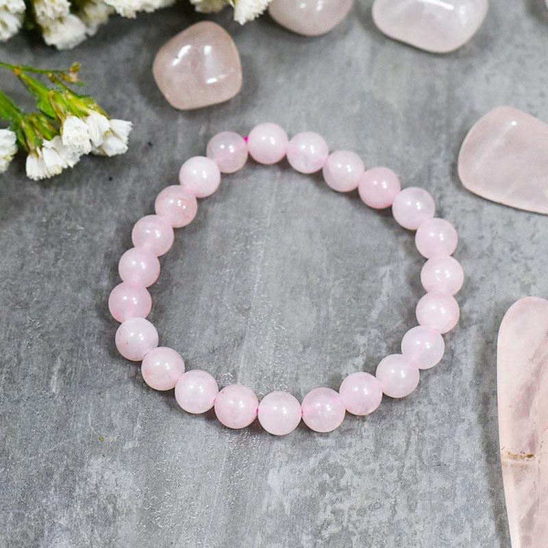 Chunky Luna Rose Quartz Chip Crystal Bracelet | Luna Rose Quartz Properties