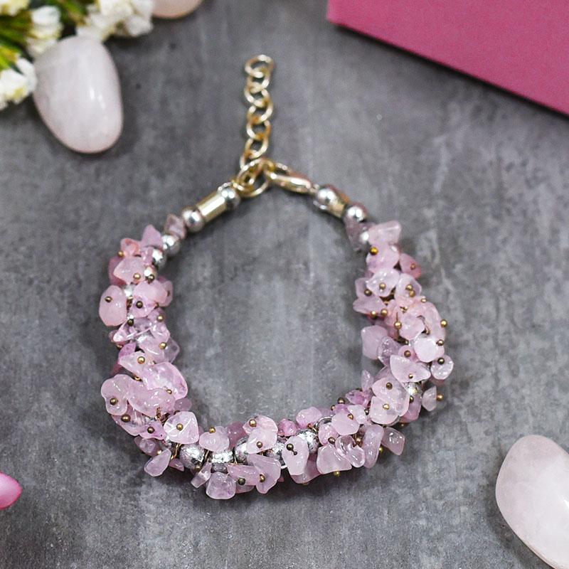 Love Rose Quartz, Himalayan Quartz And Crystal Bracelet With Gold Plated  Findings | FLOOFYWINKLE 2024