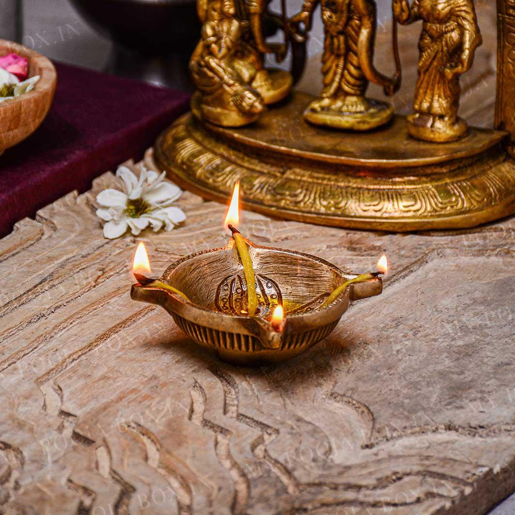 Traditional Four Mukhi Brass Diya