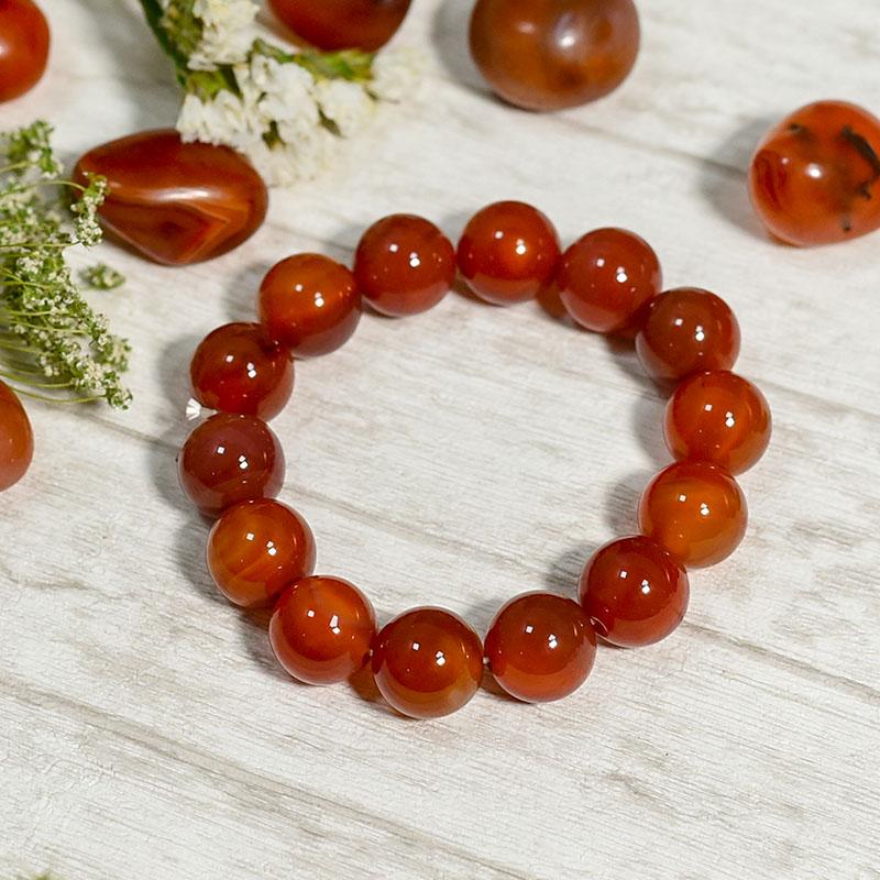 Stability- Carnelian Gemstone 14 Bead Band/Bracelet