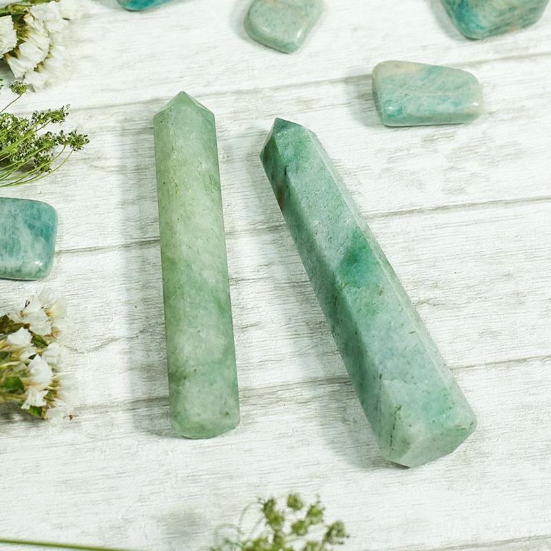 Green Jade Tower/Pencil (Set of 2) for Health, Wealth & Luck