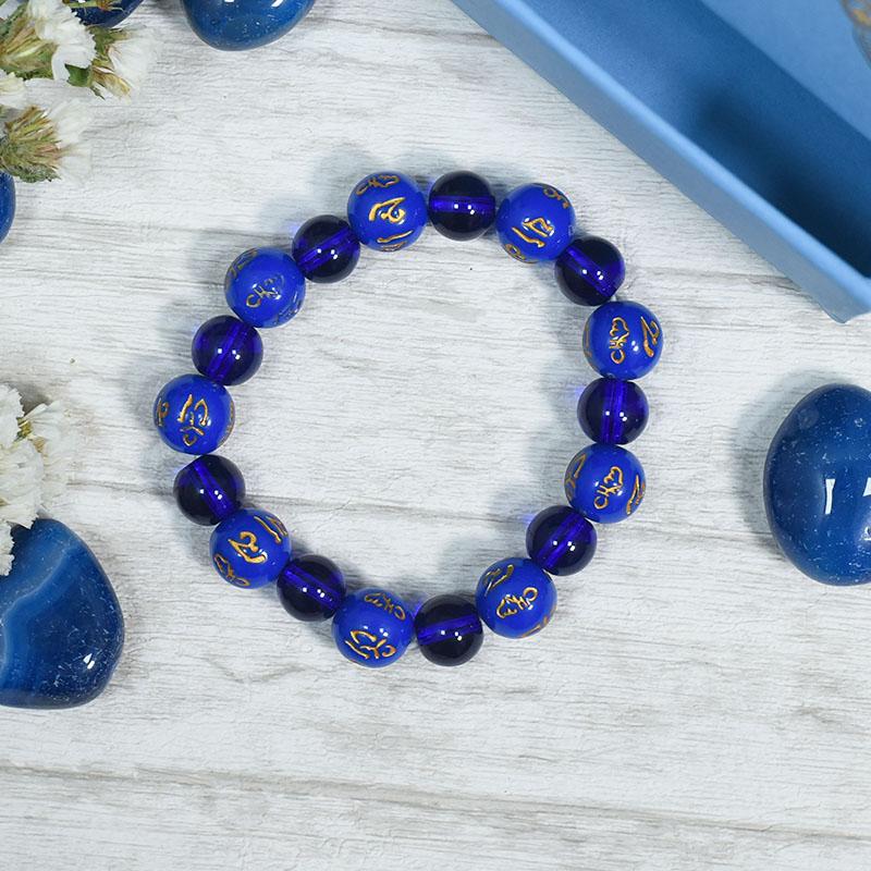 Om Mani Padme Hum: Blue Stone Tibetan Band/Bracelet