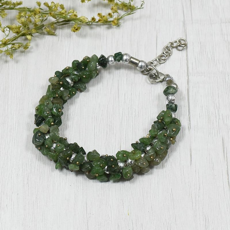 Green Jade Natural Stone Bracelet | Good Luck, Friendship & Cleansing