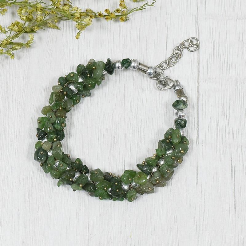 Green Jade Natural Stone Bracelet | Good Luck, Friendship & Cleansing