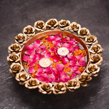 Rose Beautiful Brass Finish Urli