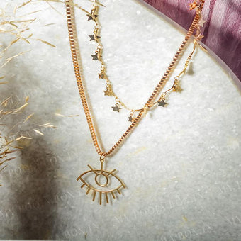Gorgeous Star & Evil Eye Charm Necklace