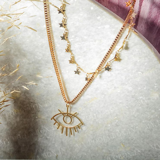 Gorgeous Star & Evil Eye Charm Necklace